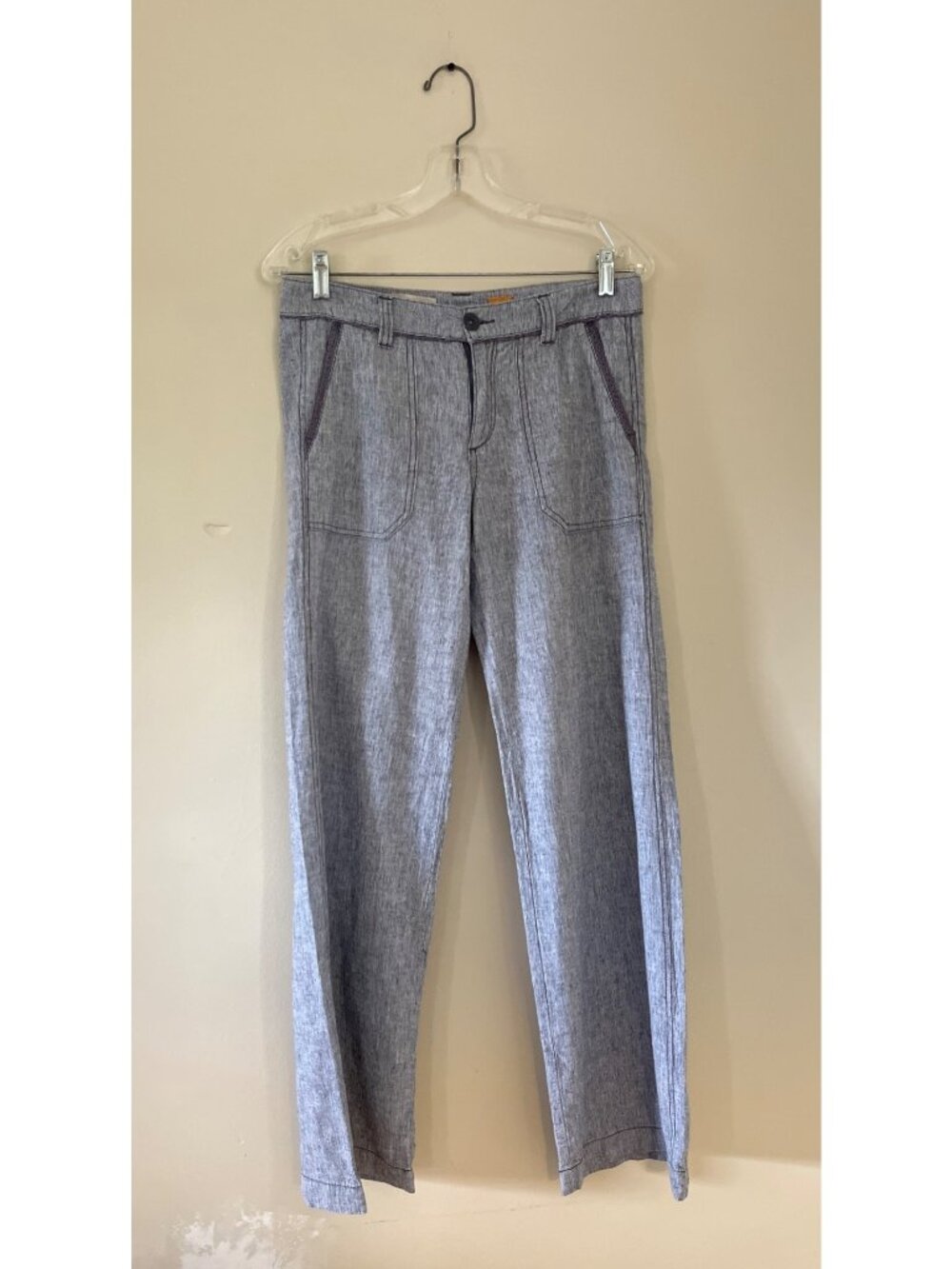 Pilcro Womens Size 4 Light Grey Gray Linen Blend Pants Trousers Anthropologie